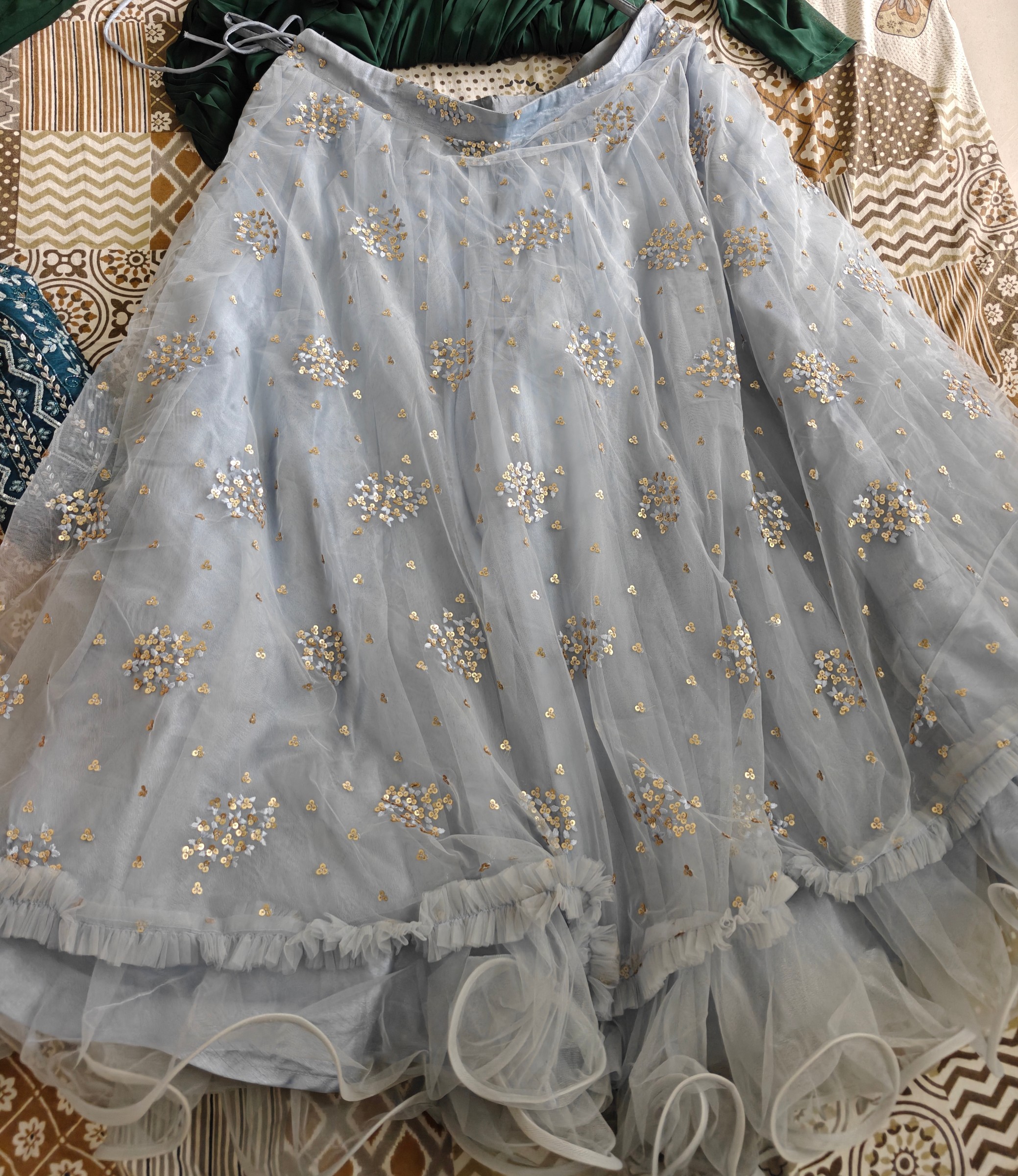 Baby blue and nevy blue crop top lehenga — pre-loved Indian Festival & Wedding Wear on Slayyitt