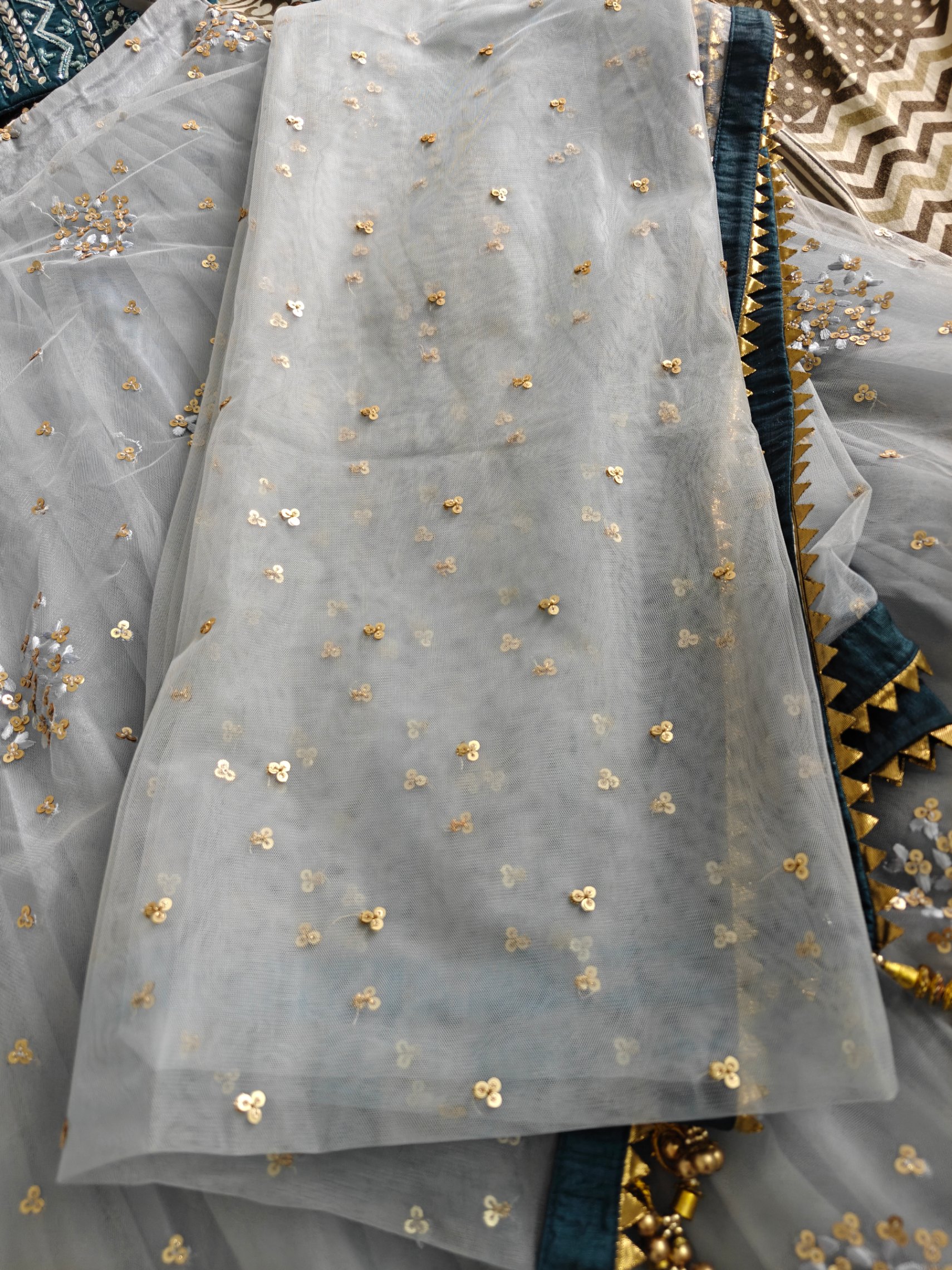 Baby blue and nevy blue crop top lehenga — pre-loved Indian Festival & Wedding Wear on Slayyitt