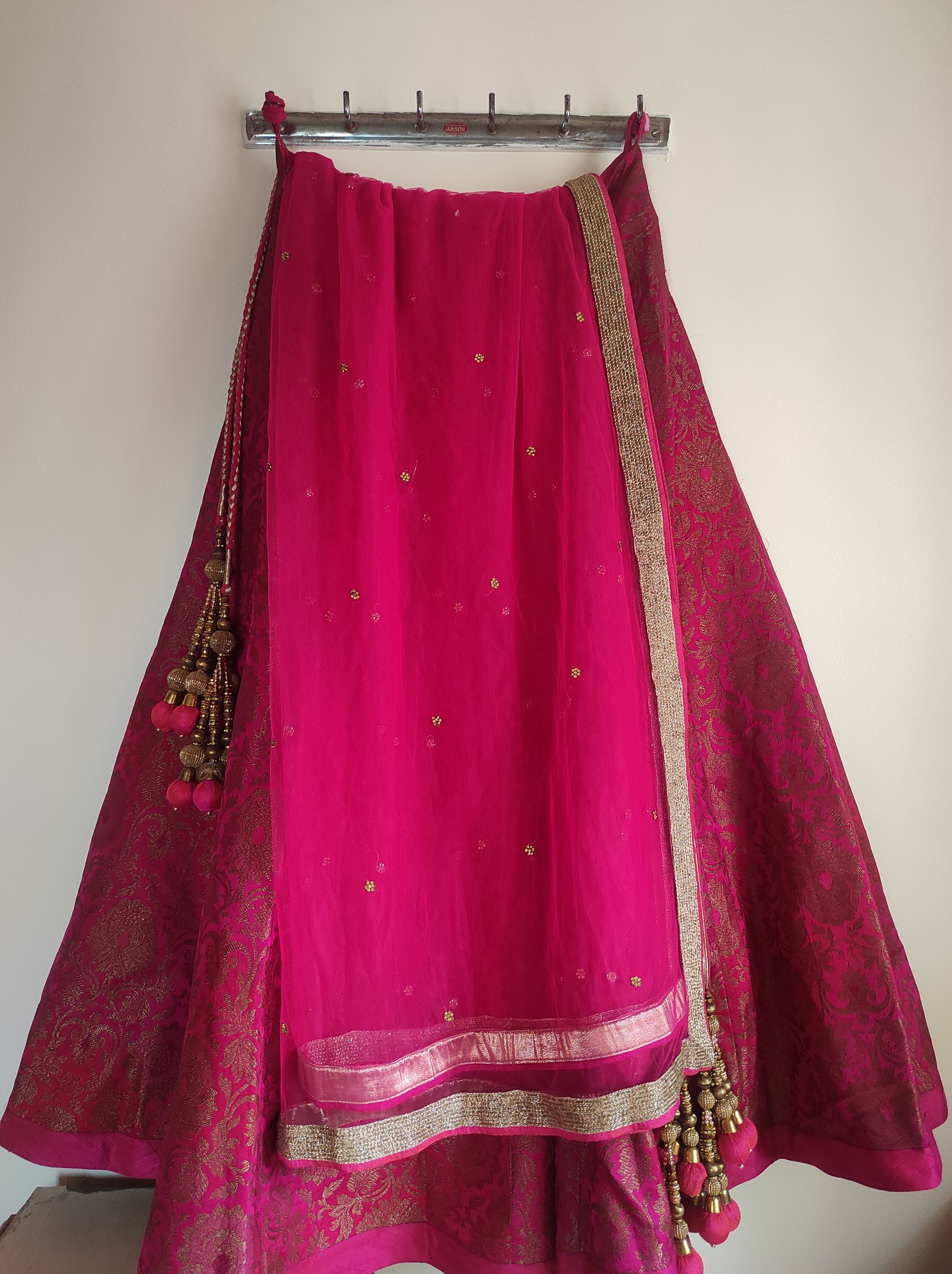 Rani Pink & Gold Designer-Style Lehenga with Dupatta – Pre-Loved — pre-loved Indian Festival & Wedding Wear on Slayyitt