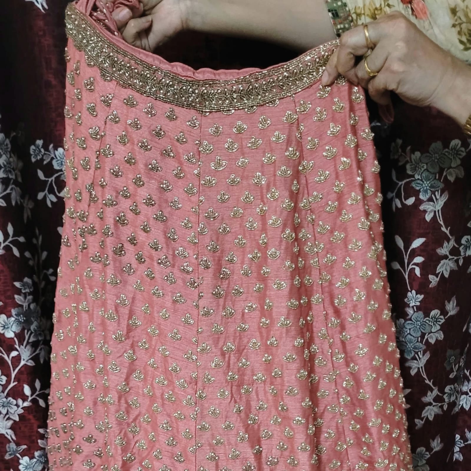 Pink & Gold Embroidered Lehenga Set — pre-loved Indian Festival & Wedding Wear on Slayyitt