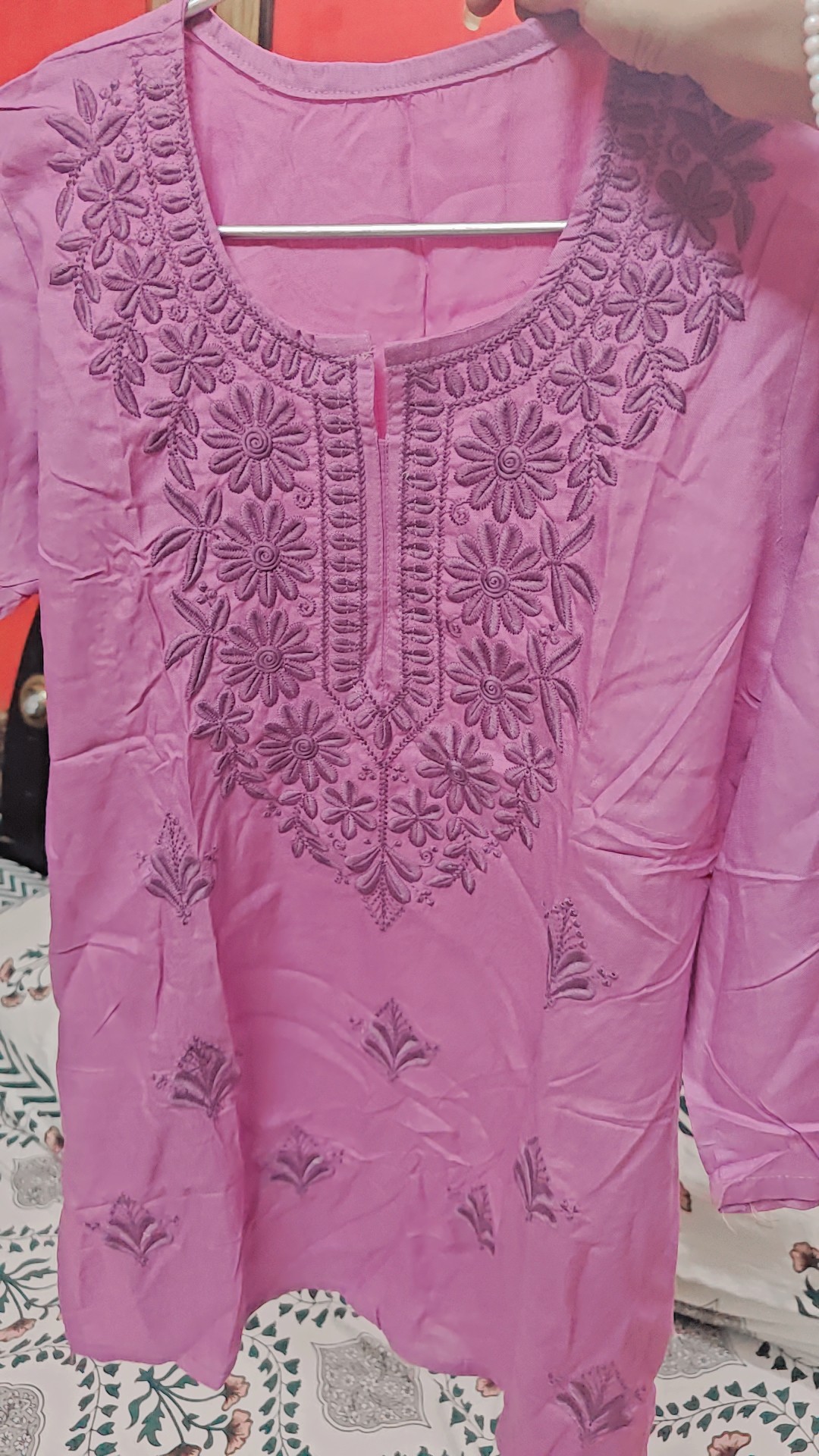 Lucknow Chikankari Embroidery Lavender Kurta — pre-loved Ethnic Wear on Slayyitt