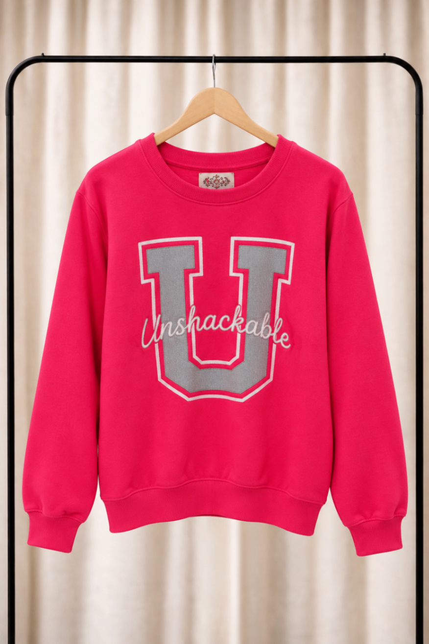 Stylish Pink Graphic Printed Women Sweatshirt — pre-loved Outerwear on Slayyitt