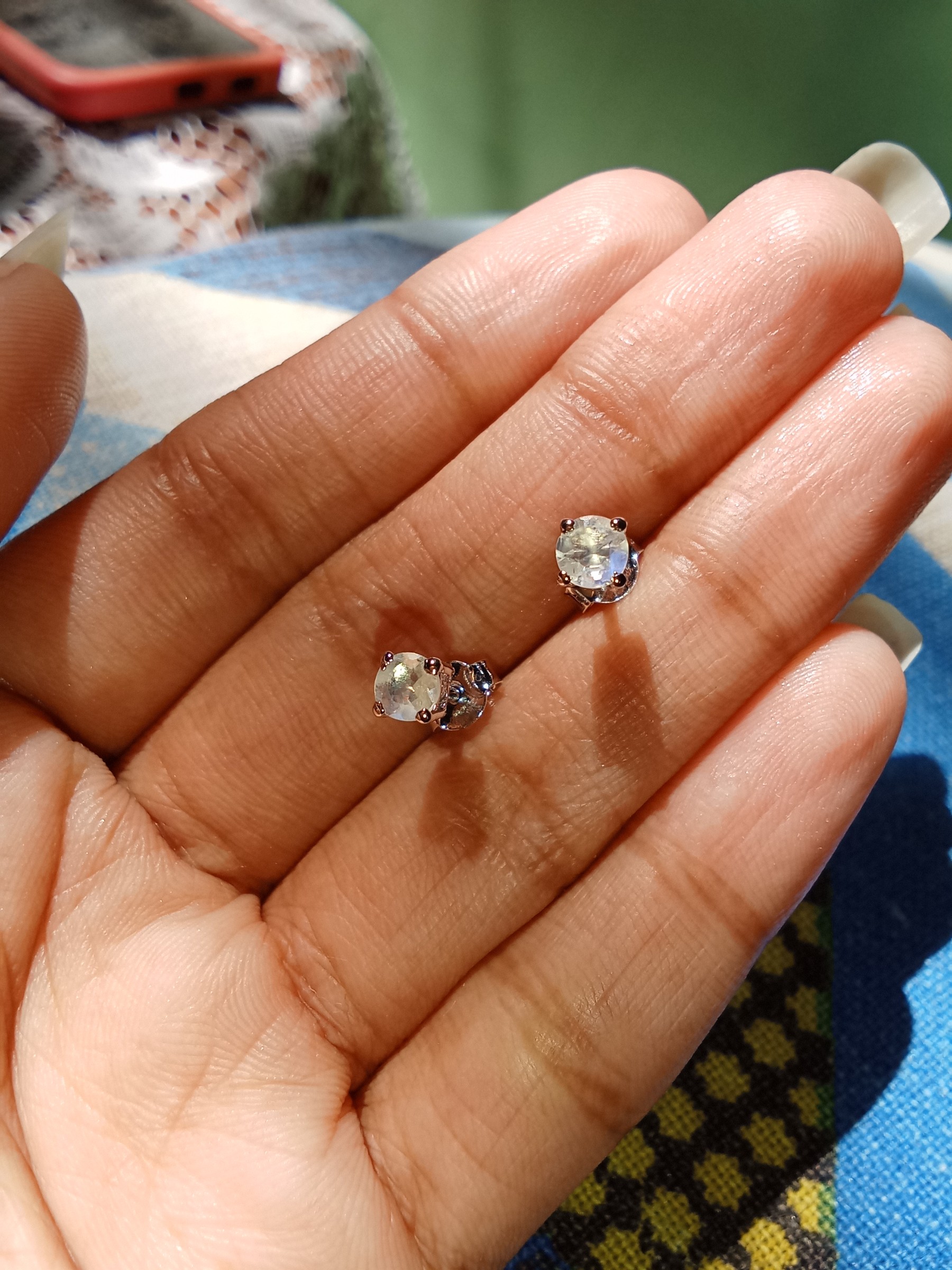 Rainbow Moonstone Silver Studs — pre-loved Jewellery on Slayyitt