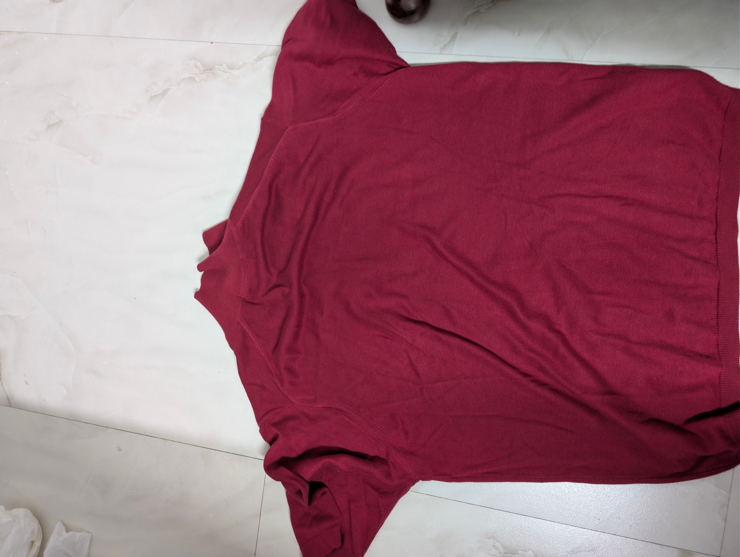 Vintage Marks & Spencer 'St Michael' Knitted Polo Shirt | Burgundy Maroon | Size Medium — pre-loved Tops on Slayyitt