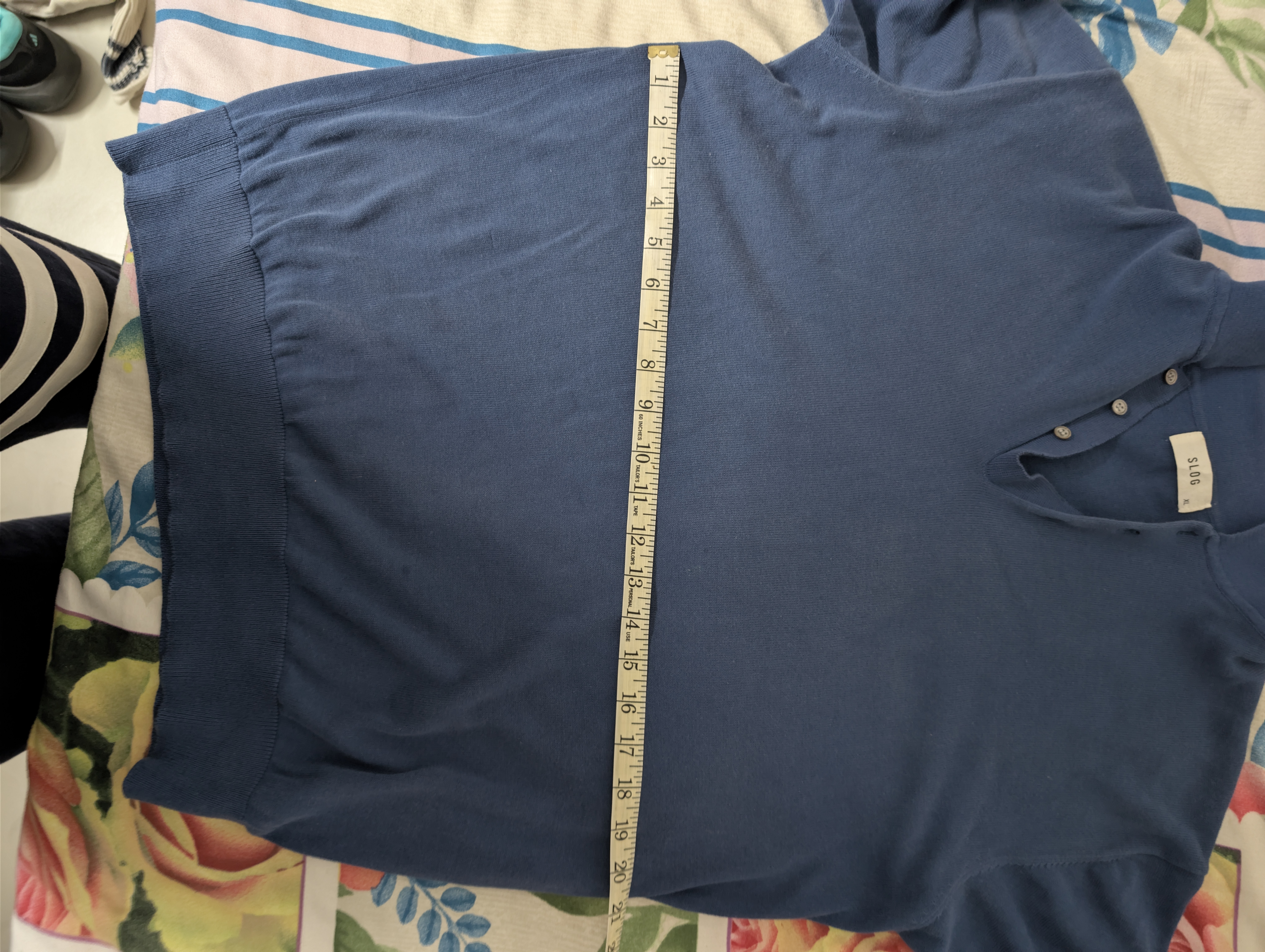Slog Premium Steel Blue Linen-Cotton Knit Polo — pre-loved Tops on Slayyitt