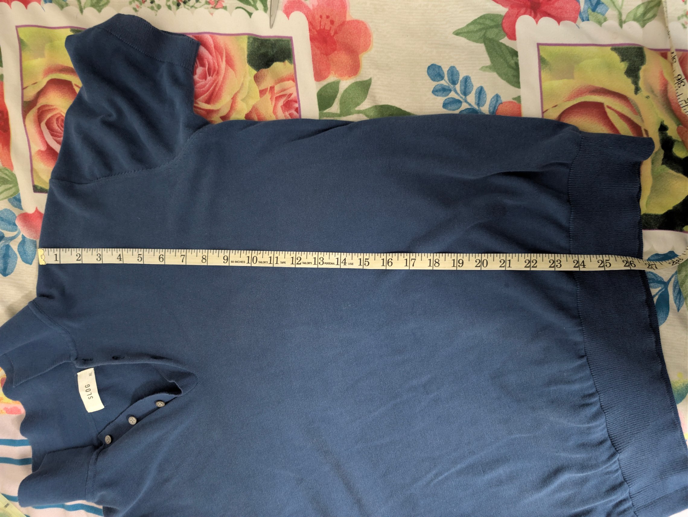 Slog Premium Steel Blue Linen-Cotton Knit Polo — pre-loved Tops on Slayyitt