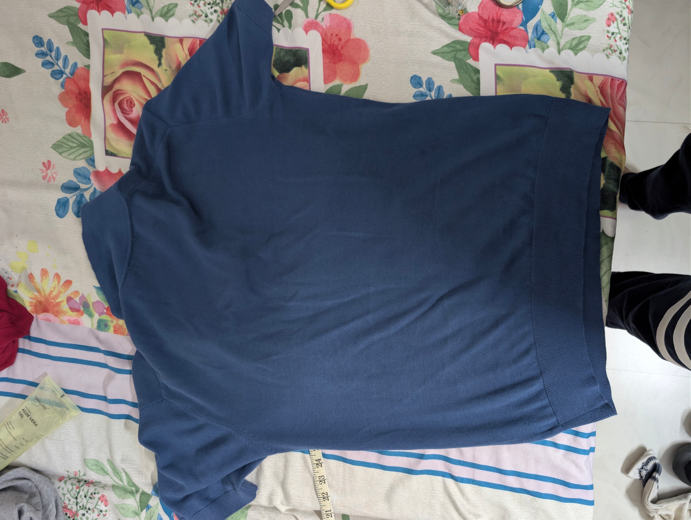 Slog Premium Steel Blue Linen-Cotton Knit Polo — pre-loved Tops on Slayyitt