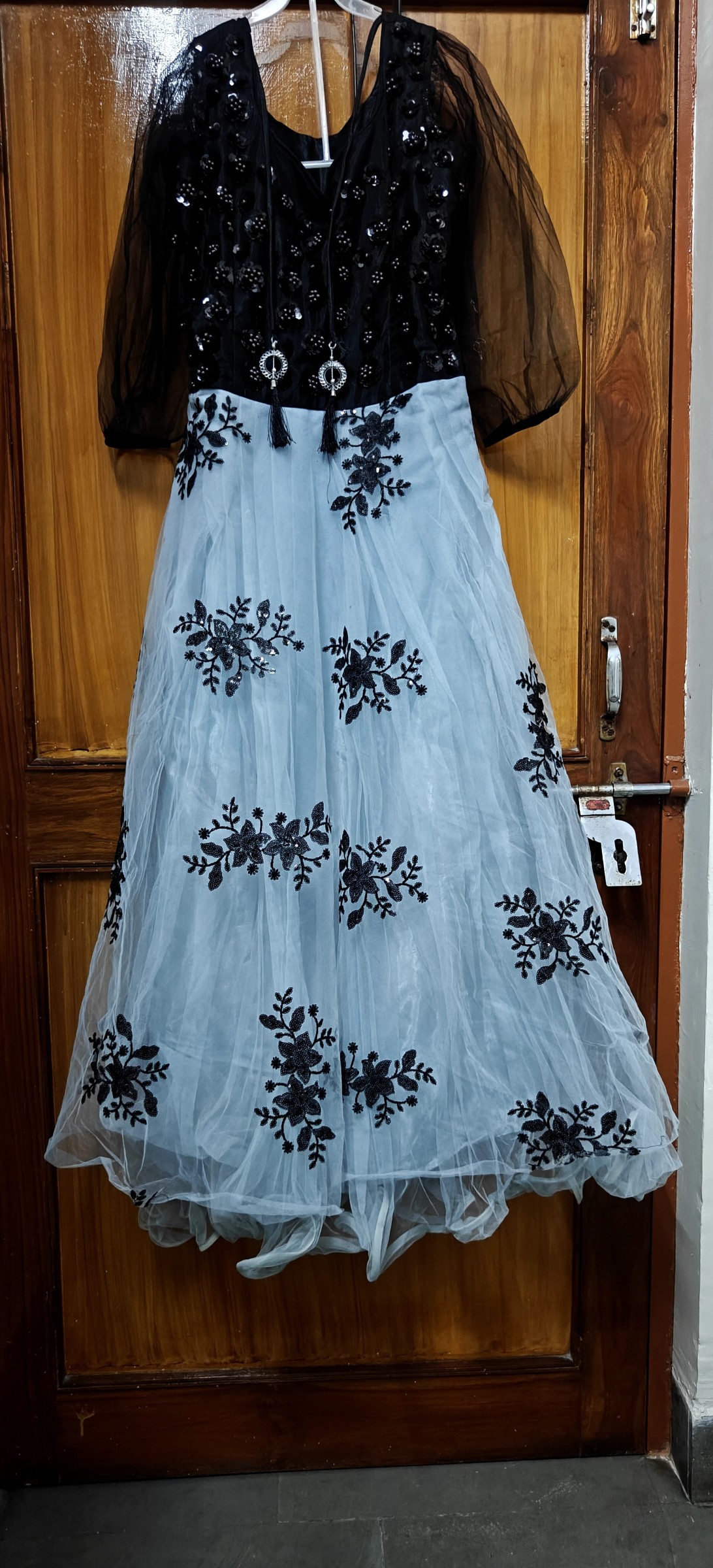 Black & Blue Sequin Embroidered Maxi Gown - Size [xxl]] — pre-loved Indian Festival & Wedding Wear on Slayyitt