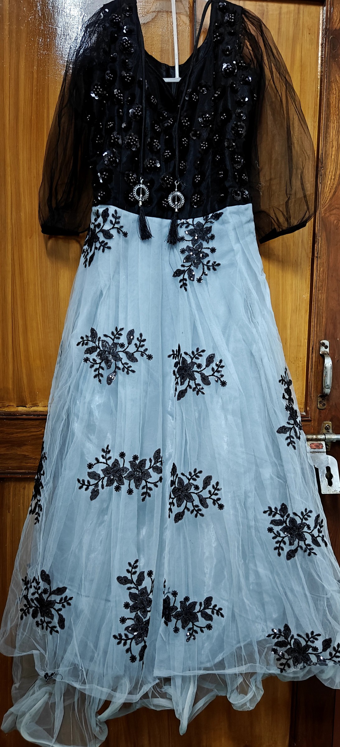 Black & Blue Sequin Embroidered Maxi Gown - Size [xxl]] — pre-loved Indian Festival & Wedding Wear on Slayyitt